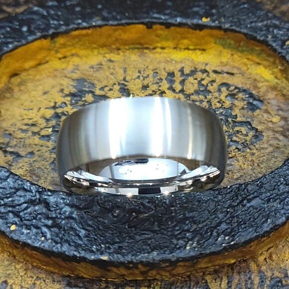 Personalized Mens Silver Wedding Ring - Engraved silver wedding Ring For Guys - Picture 9 of 10